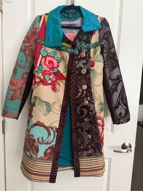 Desigual Beautiful Patchwork Boho Coat | Size 38 Coat | Morocco